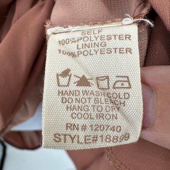 Mystree Long Sleeve Top WMNS L Mauve Gold Built In Cami Adjustable Strap Hi Low - Picture 11 of 12